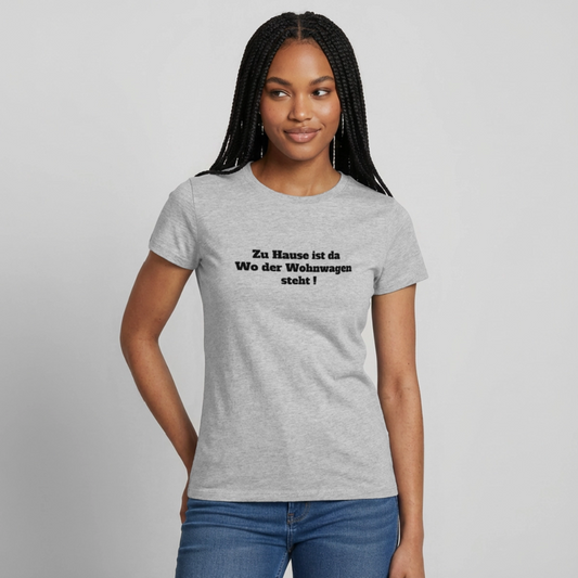 Zu Hause / Wohnwagen Frauen T-Shirt - Grau meliert