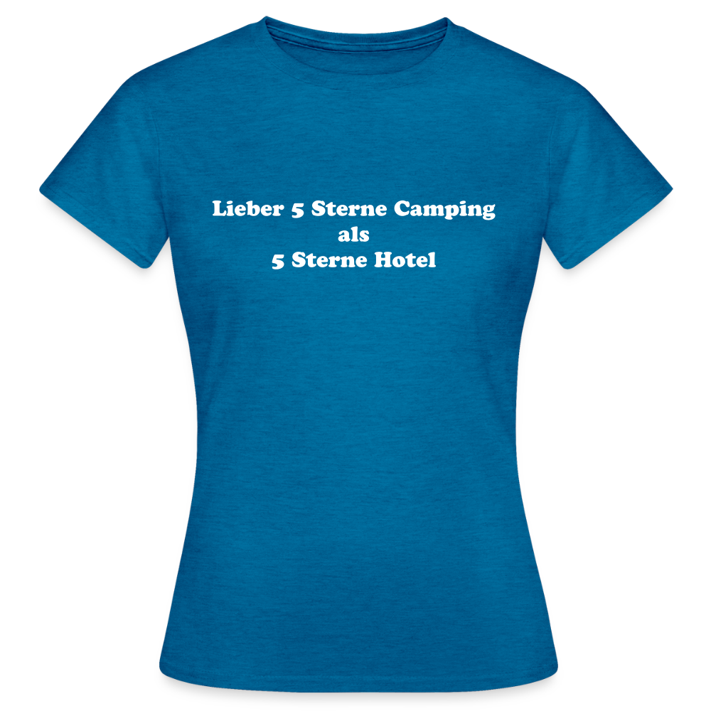 5 Sterne Camping Frauen T-Shirt - Antikblaues Saphir meliert