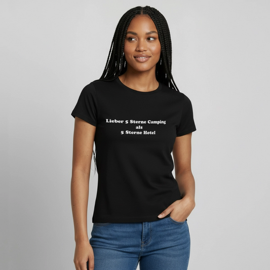 5 Sterne Camping Frauen T-Shirt - Schwarz